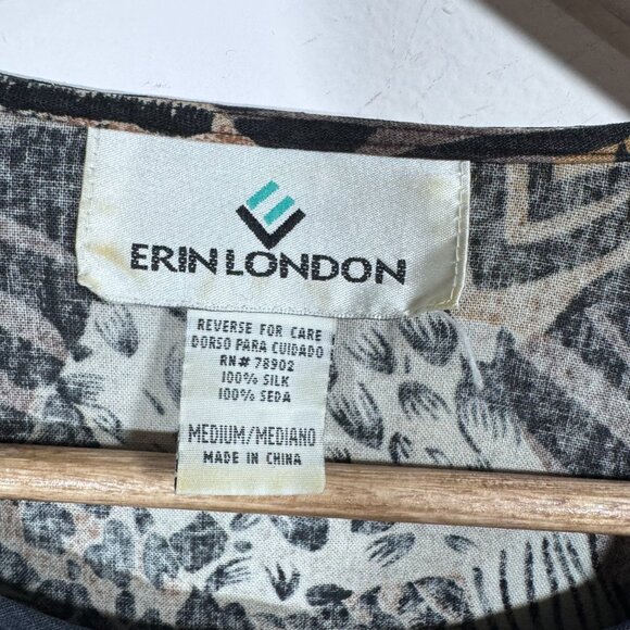 VTG Erin London Silk two in one Top Women's Medium Leopard Button Up Boss Wife - Picture 5 of 5